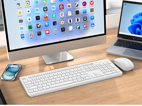 Wireless Keyboard and Mouse Combo, Full Size Silent Ergonomic Keyboard Mouse