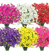 Roberly 12 Bundles Artificial Flowers for Outdoors Fake Silk Morning Glory Flowers with Eucalyptu...