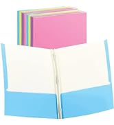 Folders with 2 Pockets and 3 Metal Prongs, Colored Paper Binder File School Folder Letter Size, P...