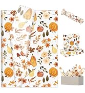 JarThenaAMCS 100 Sheets Fall Tissue Paper Fruit Floral Leaves Pumpkin Gift Wrap Vintage Decorativ...