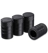 CKAuto Tire Valve Stem Caps, Aluminum Black, 4 pcs/Pack | Corrosion Resistant, Universal Stem Cov...
