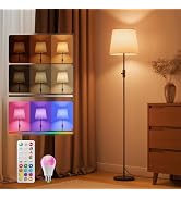 VARICART Floor Lamp for Living Room, 62" Tall Standing Lamp, Linen Shade | Magnetic Remote, RGB C...