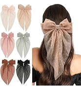 Big Hair Bows for Women, 6 PCS Bow Hair Clips Ribbons, Knotted Hair Bows Clips Oversized Long Tai...