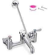 Sepaitek Commercial Mop Sink Faucet 8" Center Wall Mount, Heavy-Duty Service Sink Faucet with Vac...