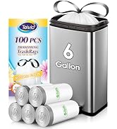6 Gallon 100pcs Strong Drawstring Trash Bags Garbage Bags by Teivio, Bathroom Trash Can Bin Liner...