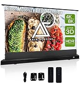 Akia Screens Pull Up Projector Screen Motorized with Remote, Floor Rising Projector Screen Tab Te...