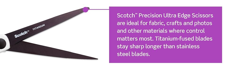 These scissors have titanium-fused blades that stay sharp longer than stainless steel blades.