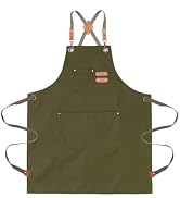 ARBINSON Chef Aprons for Men Canvas Apron with Large Pockets and Adjustable Neck Strap for Cookin...