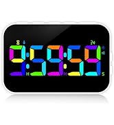 Kitchen Timer for Cooking, with Voice Reminder,10 RGB Color Changing Digital Magnetic Timer, Coun...