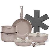 SODAY 15Pcs Pots and Pans Set Non Stick, Cookware Sets with Detachable Handle, Nonstick RV Kitche...
