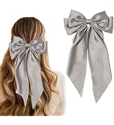 STGDAK Hair Bow Clip Oversized Bow Clips Grey Bows Silky Satin Hair Ribbon Delicate Bows Barrette...