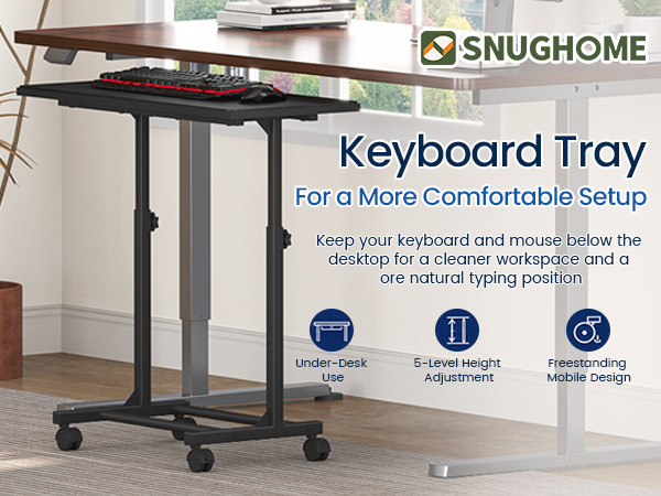 Adjustable Keyboard Table, Mouse and Keyboard Stand, Stand Alone Keyboard Tray
