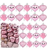 24 Count Valentines Day Tree Ornaments Balls Decorations, Small Pink Red Heart Ornaments for Mini...