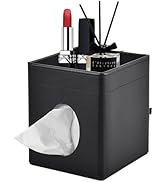XNONE Tissue Box Cover Square Kleenex Box Holder PU Leather Facial Tissue Organizer with Storage ...