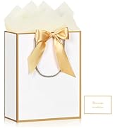 JMANNI Gift Bag, 1PCS Gift Bags Large with Ribbon and 1 Greeting Cards 2 Tissue Paper, Portable P...