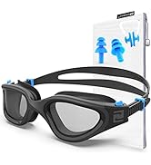 ZABERT W1 Adult Swim Goggles for Men Women Youth Anti-fog UV400 Protection with Nose Clip & Earplugs