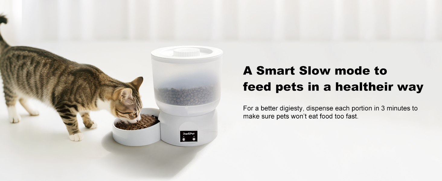 Darlipet cat timed feeder, smart slow feeding mode