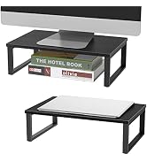 NORCEESAN 2 Pack Monitor Stand Riser Wood Desk Shelf with Storage, Laptop Stand Riser Computer St...