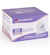 ValueGuard Trash Bags Garbage Bag 13 Gallon Drawstring Tall Waste Bag for Kitchen Office Party 0....