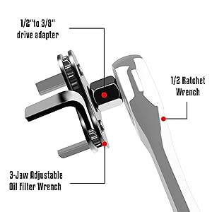Swivel Oil Filter Wrench Set Standard Removal Tool Adjustable Oil Filter Plier and Valve Lapper