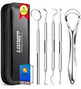 G.CATACC Dental Tools, Teeth Cleaning Tools Oral Care Hygiene Kit with Tongue Cleaner, Stainless ...