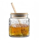 Honey Pot, Honey Jars with Dipper, 16.9oz Sunflower Round Glass Jar, Honey Dispenser with Bamboo ...