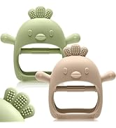 2 Pack Baby Teething Toys for 0-6 6-12 Months, Never Drop Infant Teether Teething Mitten Toys for...