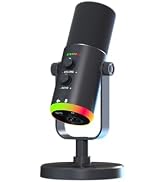 bonkyo USB/XLR Dynamic Microphone for Podcasting, Gaming Streaming Mic with RGB Light, Mute Butto...