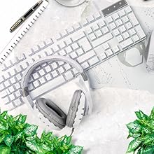 Orzly Gaming Keyboard white RGB USB Wired Rainbow Keyboard Designed for PC Gamer PS5, Laptop, Xbox