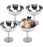 Hapivida Ice Cream Cup, 4Pcs Stainless Steel Serving Dessert Bowls Cups Sauce Bowls Mini Round Fo...