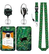 JroyJoy Cute Black Cat ID Badge Holder with Lanyard & 360° Rotation Heavy-Duty Retractable Reel, ...