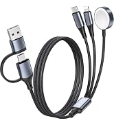 3 in 2 Multi Charging Cable for Apple Watch Charger, Nylon Braided 4FT Multi Chargers for All Dev...