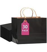 qiqee 30-Packs Black Gift Bags with Handles Bulk 13
