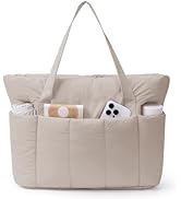 Narwey Puffer Tote Bag for Women Work with Laptop Compartment, Puffy Quilted Work Tote Bags for T...