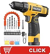 PULITUO 12V Yellow Cordless Drill Set Power Drill Kit with Battery and Charger,electric drill hom...