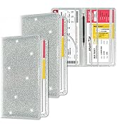 Bling Car Registration and Insurance Holder, PU Leather Vehicle Glove Box Organizer Wallet Case O...