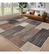 qulint Modern Outdoor Patio Rug, Geometric Indoor Area Rug for Living Room, Beige 8'x10' Non Slip...