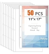 Page Protector for 11x17 Paper, 50 Pack, Tabloid Size Sheet Protectors, 11x17 Binder Sleeves