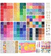 Gionlion 30,000 Pcs Clay Beads Bracelet Making Kit, 168 Colors 8 Boxes Flat Preppy Beads for Frie...