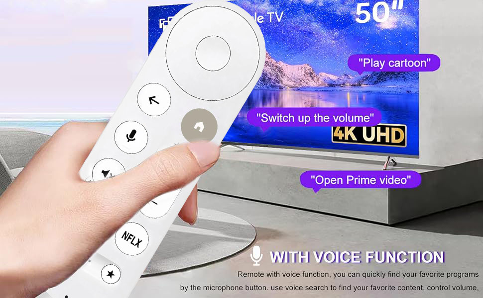 Voice Remote Control for Google Chromecast TV 4K