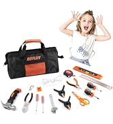 Difflife 18-Piece Hand Tool Set Kids Real, Tool Kit with Storage Bag for Boys, Girls, Children DI...