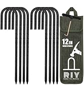 RIY Trampoline Stakes Anchors High Wind Heavy Duty Tent Stakes 12 Inch Ground Anchor Trampoline A...