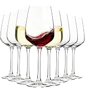 YARYOUNG 15oz Wine Glasses Set of 8, Thickened Stemmed Glasses for Red/White Wine, Heavy Base Cle...