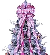 Christmas Tree Topper Wreath Bow Large Pink Christmas Bow Tree Topper 52"x13" Pink Cane Glitter S...