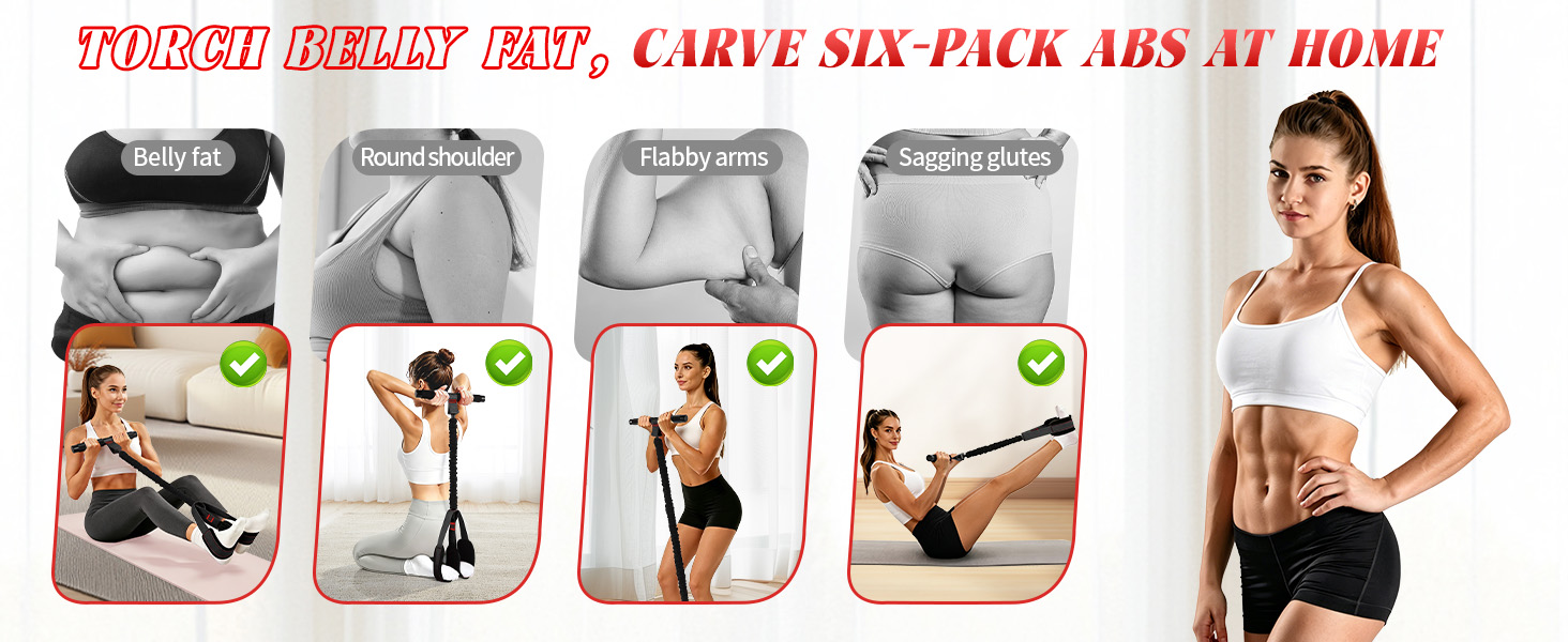 Full Body Workout Tension Rope for Arms Legs Core Yoga, Fitness Exercise