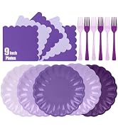 CENLBJ 96Pcs Purple Plates and Napkins Party Supplies,9" Pastel Purple Disposable Paper Plates,Na...