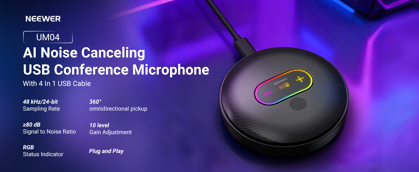AI Noise Canceling USB Conference Microphone