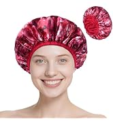 Upgraded Waterproof Terry Shower Caps, Reusable Shower Cap for Women with Long Hair, Soft Absorbe...