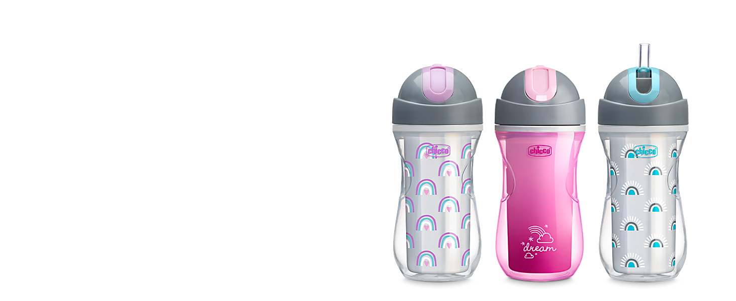 Insulated Flip-top group image showing three colors: pink, rainbow and sunburst