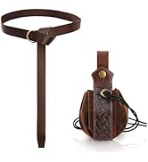 Pumtus 2 Pcs Medieval Viking Belt with Belt Pouch, Renaissance Leather Belt with Drawstring Bag, ...